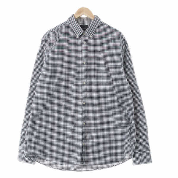 h&m 잉크네이비 체크 면 프리미엄코튼셔츠