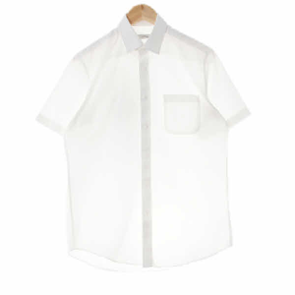 st듀퐁 화이트 면혼방 반팔셔츠