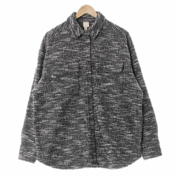 h&m 블랙 면혼방 루즈핏트위드넵재킷