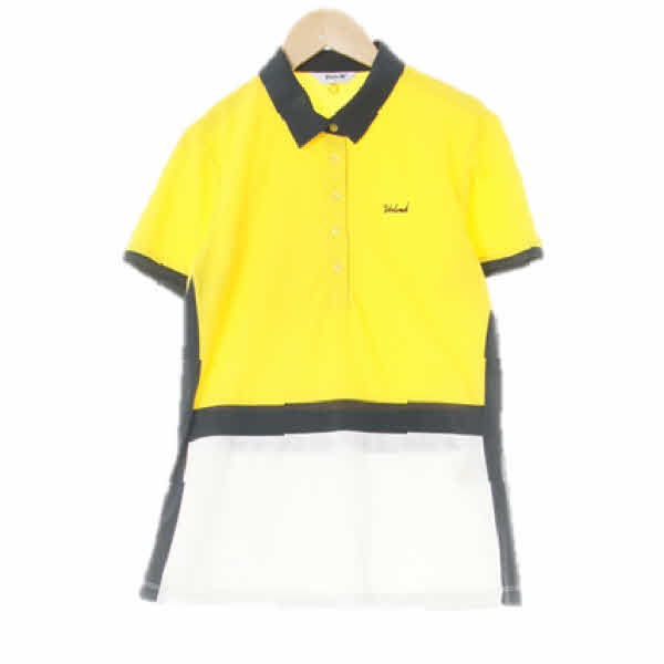 볼빅 브라이트옐로우화이트 가슴로고배색피케반팔티