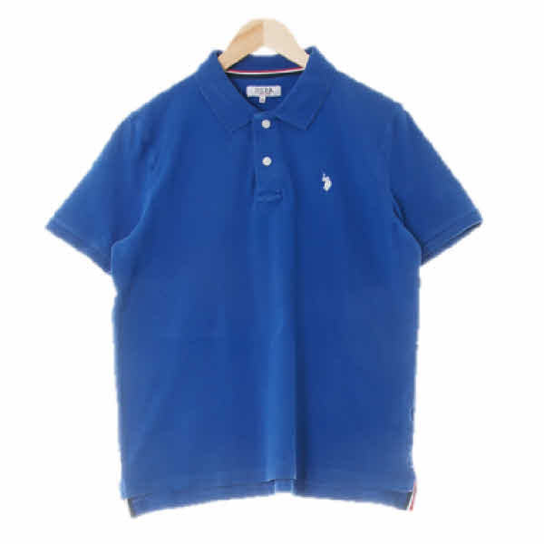 uspa 블루 면혼방 반팔카라티