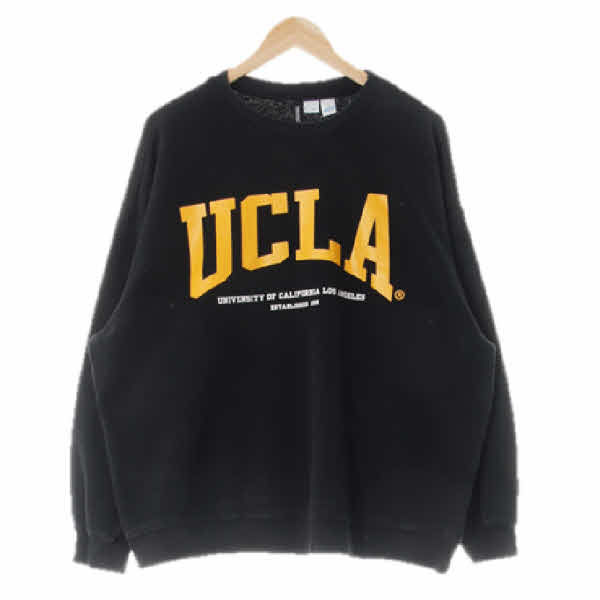 h&m 블랙 면혼방 가오리핏중앙로고맨투맨