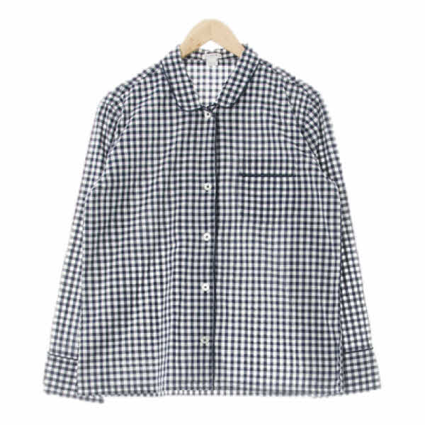 jcrew 네이비 체크 면 둥근카라파자마셔츠
