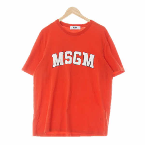 msgm 레드 프린팅 면 빅로고반팔티