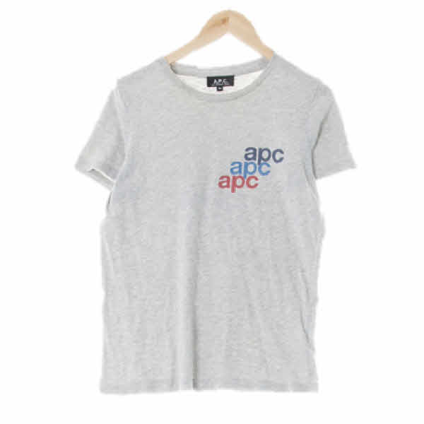 APC 멜란지그레이 면 쓰리로고슬림반팔티