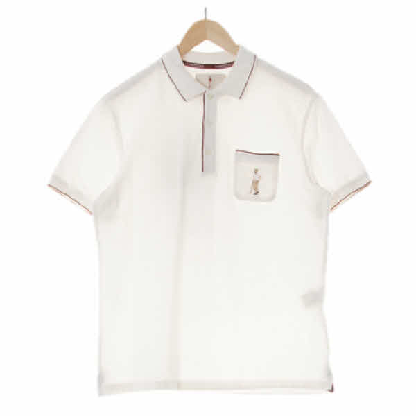 GARMENT GOLF 아이보리 면 배색카라반팔티