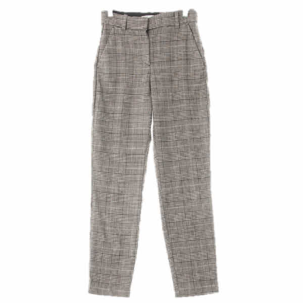 h&m 브라운 파운드체크 비스코스 밴딩모직슬랙스
