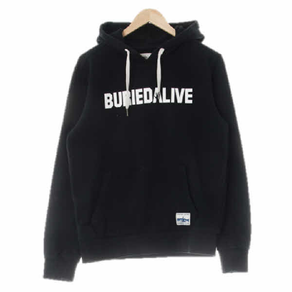 buried alive 블랙 프린팅 면 레터링로고스웨트후디