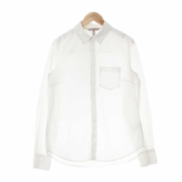 h&m 화이트 면혼방 베이직셔츠