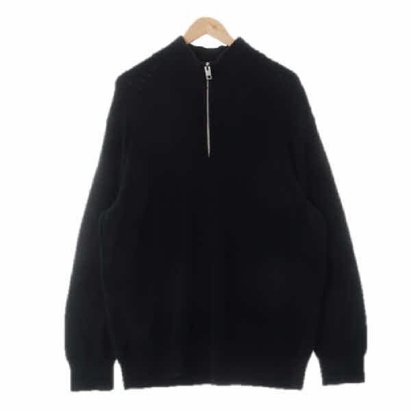 h&m 블랙 면 반집업하이넥니트