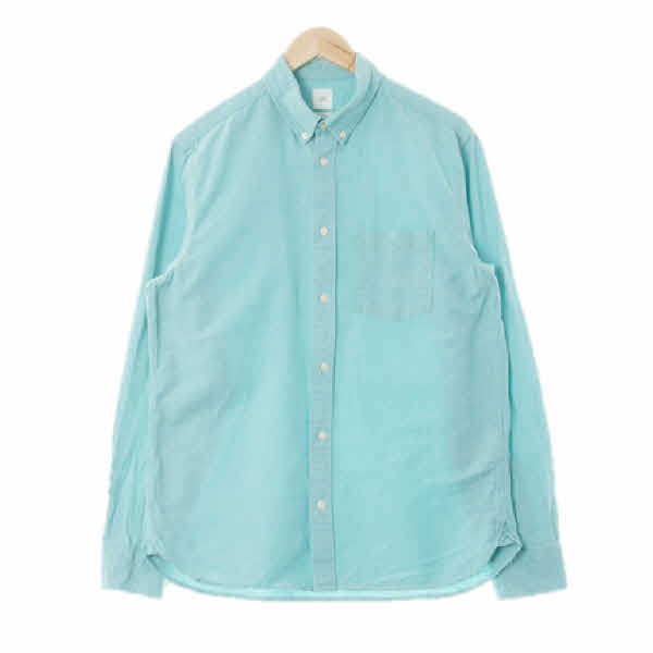 h&m 비치글라스그린 면 옥스포드포켓긴팔셔츠