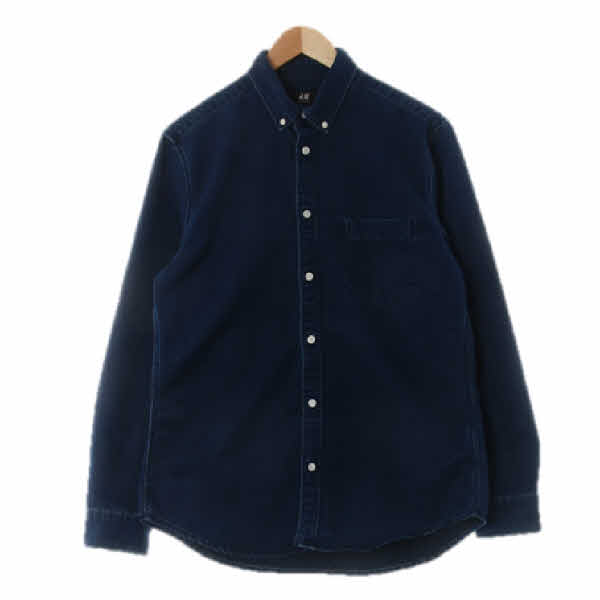 h&m 진청 면혼방 아웃포켓워싱긴팔셔츠