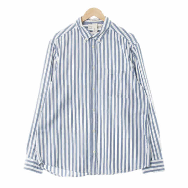 h&m 인디고블루화이트 스트라이프 면 긴팔셔츠