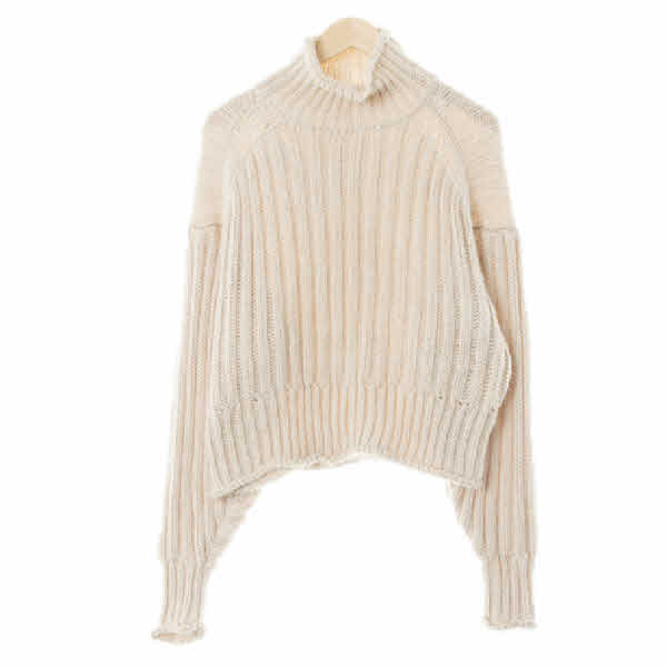 h&m 아이보리 울혼방 빅케이블터틀넥크롭니트스웨터
