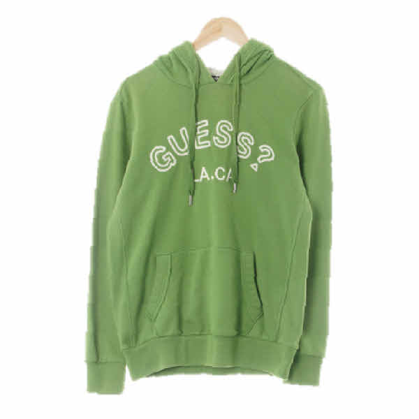 Guess 다크라임 면혼방 자수빅로고기모후드티