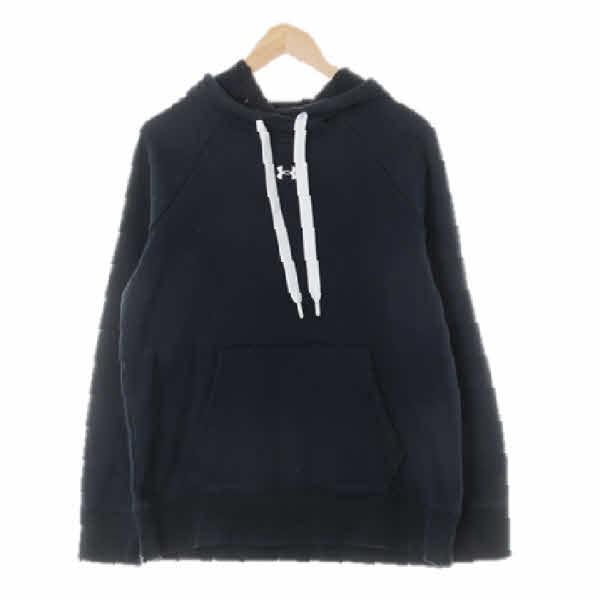 언더아머 네이비 면혼방 센터자수로고라글란후드티