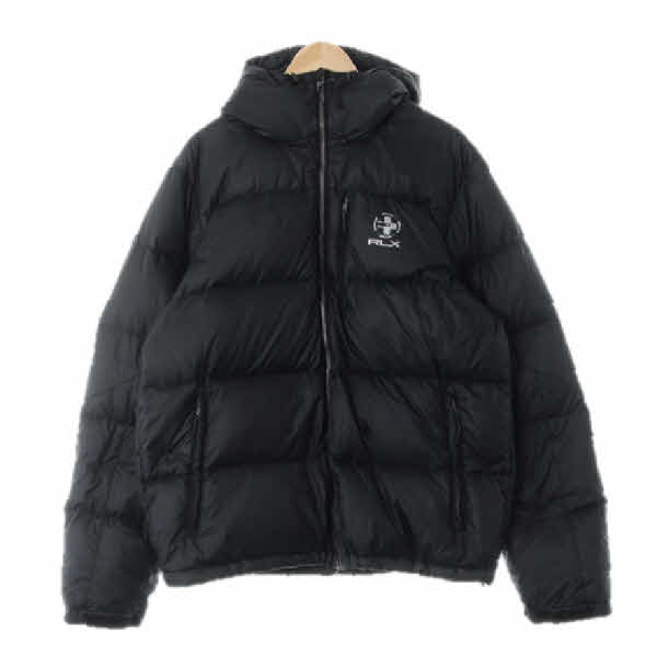 RLX 블랙 덕다운 하이넥오버핏패딩점퍼 