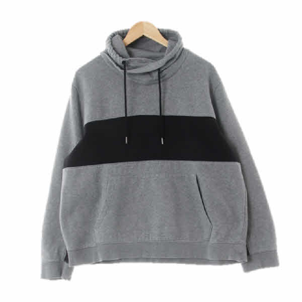 h&m 그레이 면혼방 절개배색오버핏후드티