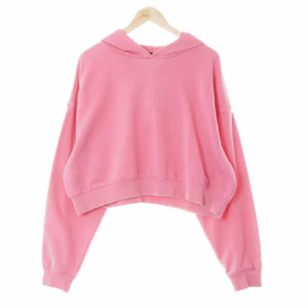 h&m 프리즘핑크 면혼방 크롭웜오버핏후드티