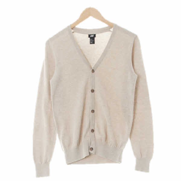 h&m 베이지 면 브이넥시보리가디건