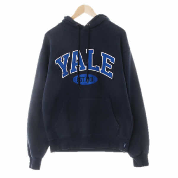 Yale 네이비 면혼방 빅패치중앙로고후드티
