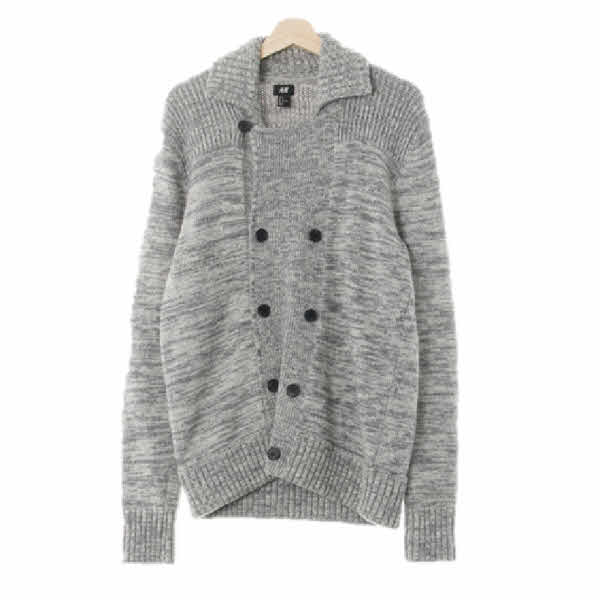 h&m 멜란지그레이 울혼방 더블버튼카라가디건자켓