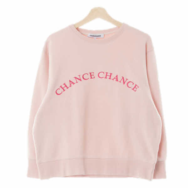 chancechance 밀크핑크 면혼방 빅로고가오리맨투맨