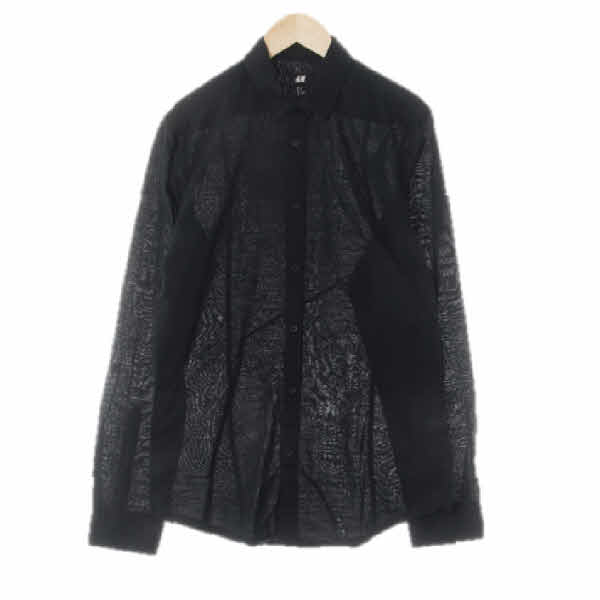 h&m 블랙 면 라이트셔츠