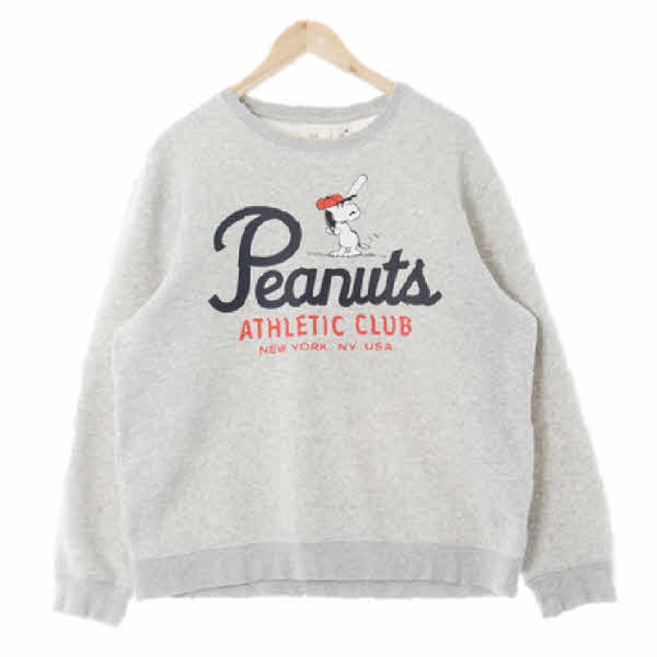 h&m 오트밀 프린팅 면혼방 스누피루즈스웨트셔츠