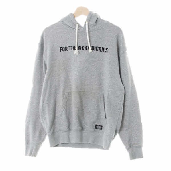 디키즈 멜란지그레이 면혼방 벨벳레터링후드티
