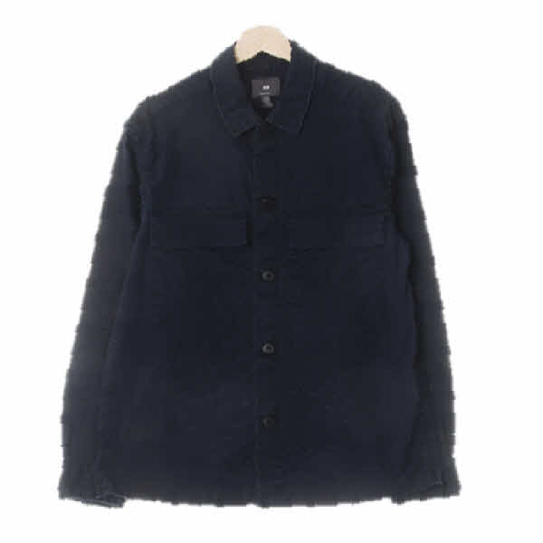 h&m 다크네이비 린넨혼방 포켓레귤러핏긴팔셔츠