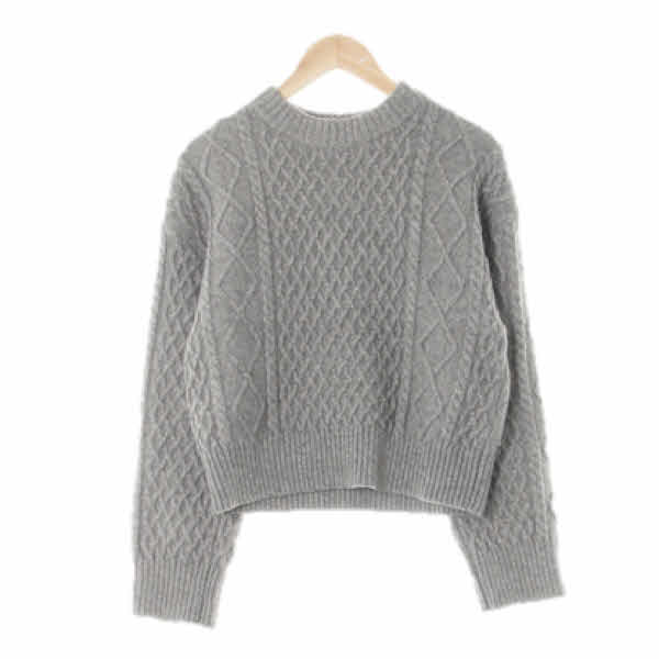 h&m 그레이 울혼방 양각짜임크롭스웨터