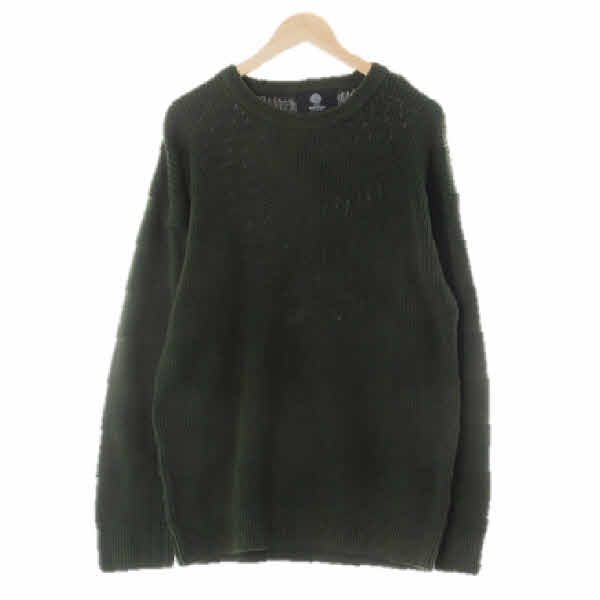 knitted 가든토피어리그린 꽈배기패턴 면 크루넥니트
