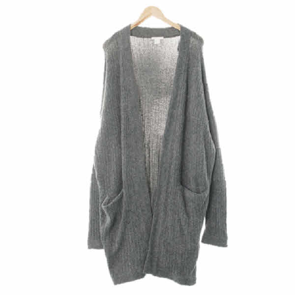 h&m 라이트차콜 울혼방 루즈핏롱오픈니트가디건