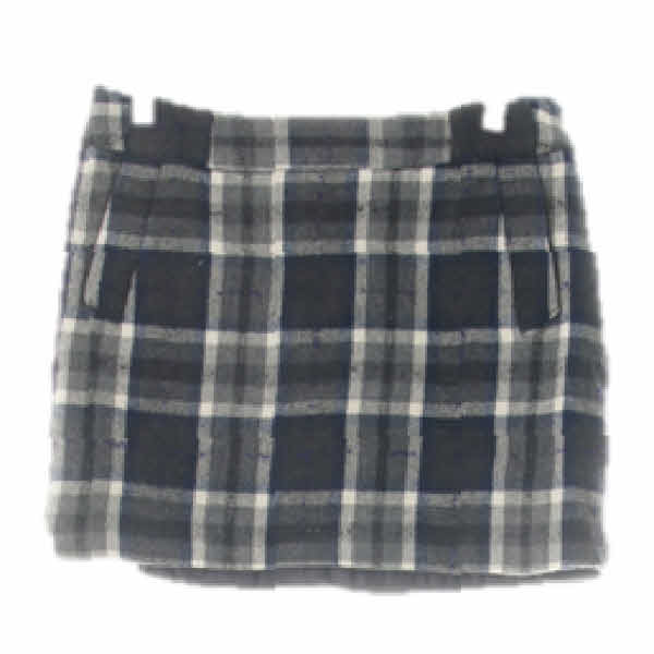 톰보이 다크차콜라이트그레이아이보리 체크 울혼방 퍼플포인트미니모직스커트