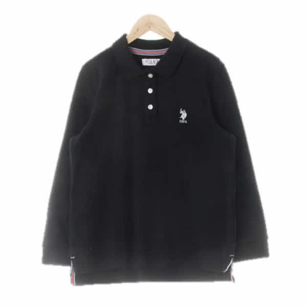 uspa 블랙 면 자수로고긴팔카라티