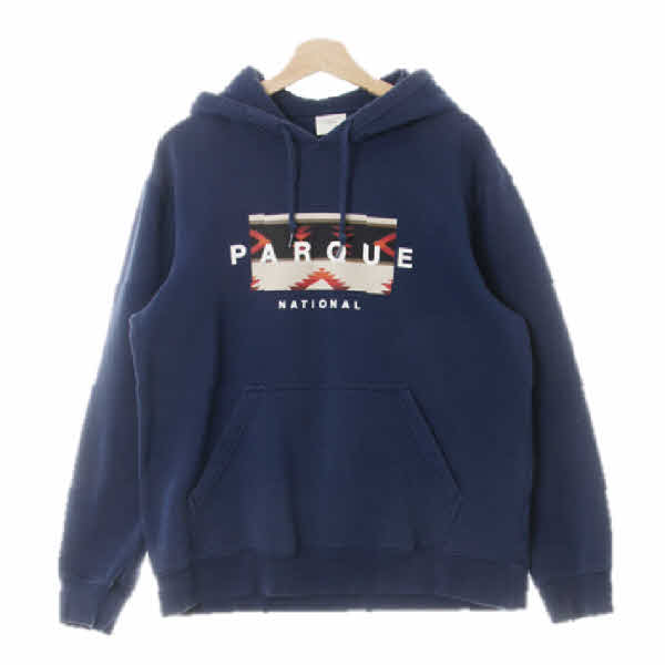 h&m 네이비 프린팅 면혼방 PARQUE워싱스웨트후디