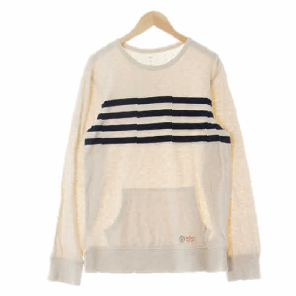 gap 아이보리 스트라이프 면 오버로크크루넥티셔츠