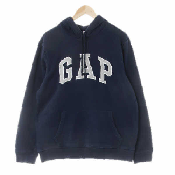 gap 네이비 면혼방 센터빅로고패치기모후드티