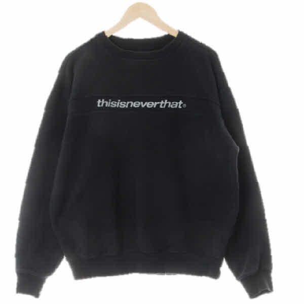 thisisneverthat 블랙 면 절개라인로고크루넥맨투맨