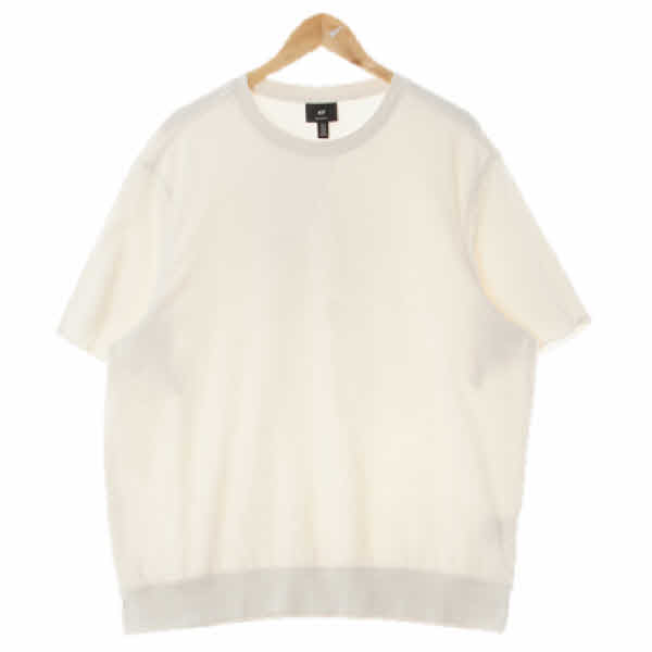 h&m 아이보리 면혼방 크루넥반팔소매커팅맨투맨