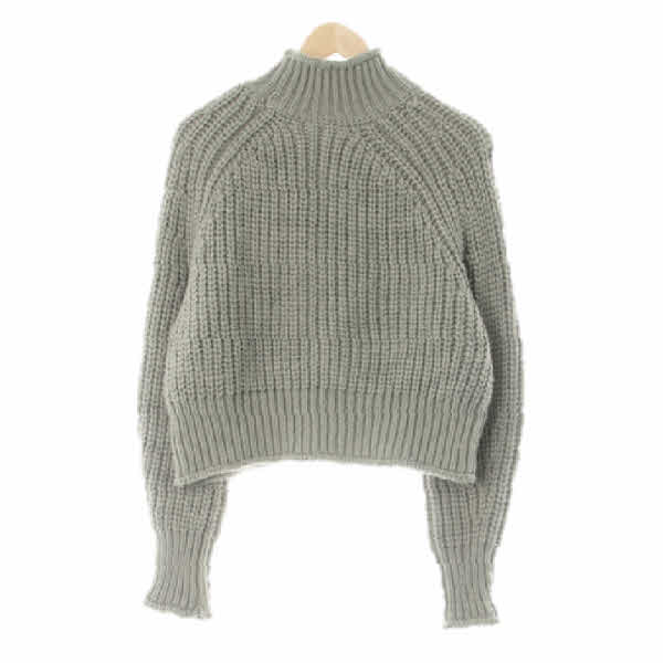 h&m 에메랄드올리브 울혼방 터틀넥뜨개질크롭니트스웨터