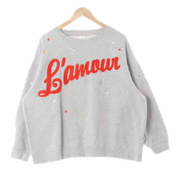 h&m 그레이 프린팅 면혼방 부클텍스트오버사이즈맨투맨