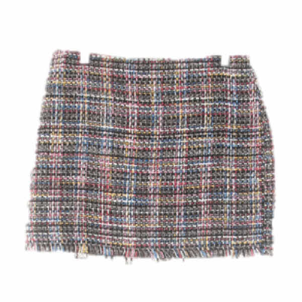 h&m 멀티컬러 체크 트위드수술컷팅스커트
