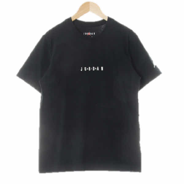 조던 블랙 면 중앙자수로고라운드반팔티