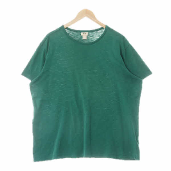 h&m 그린 면 라운드슬라브반팔티 