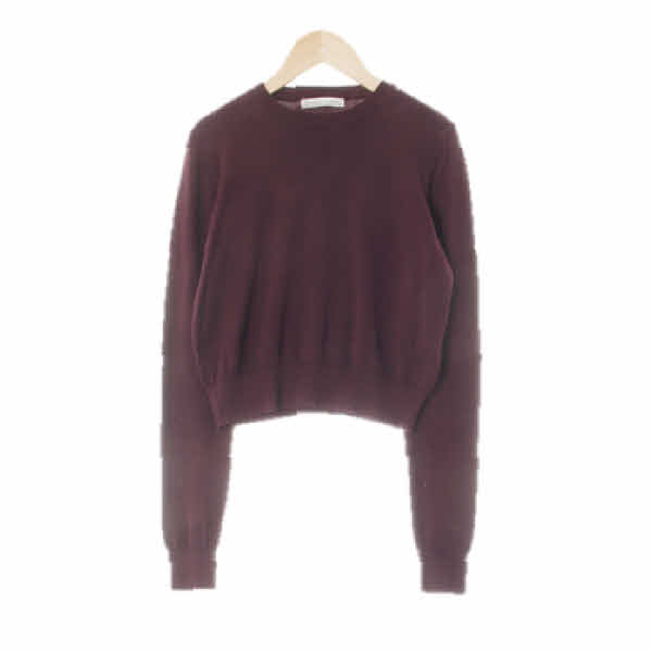 bershka 버건디 라운드넥숏니트