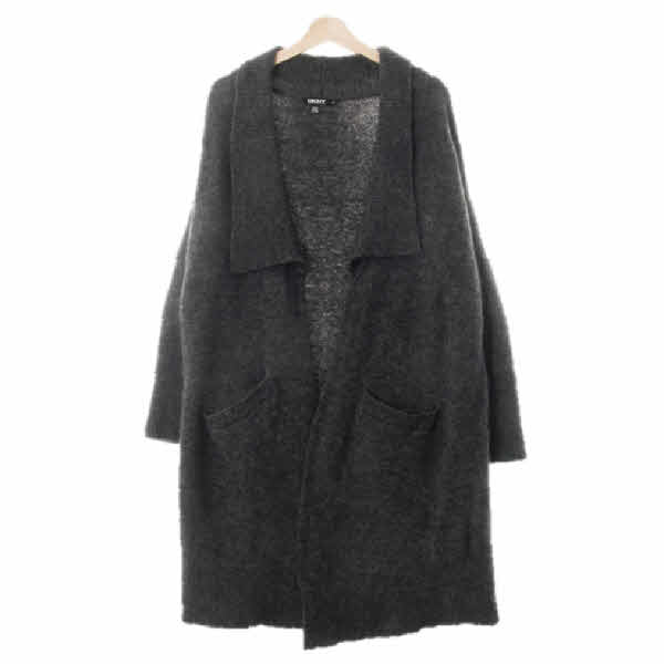 dkny 차콜 울혼방 빅숄카라오픈롱모헤어가오리핏가디건