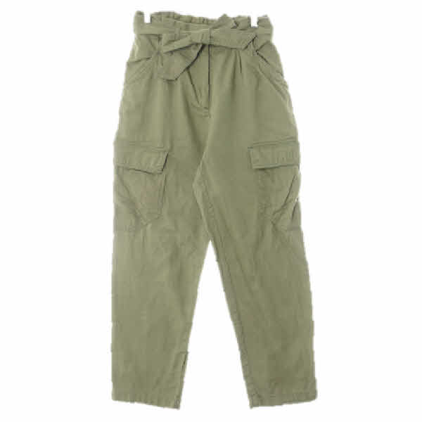 h&m 라이트카키 면 밴딩핀턱벨티드포켓배기팬츠