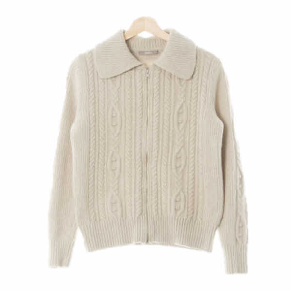 bcbg 베이지 캐시미어혼방 빅카라꽈배기집업